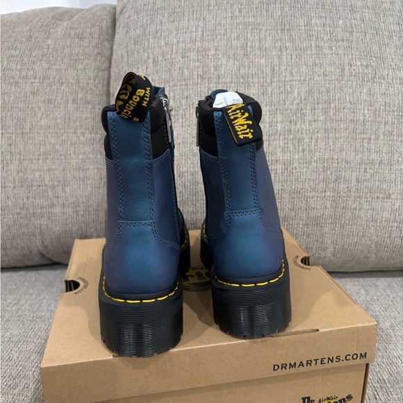 Dr. Martens Blue Iridescent Leather Women's Boots - Picture 4 of 8